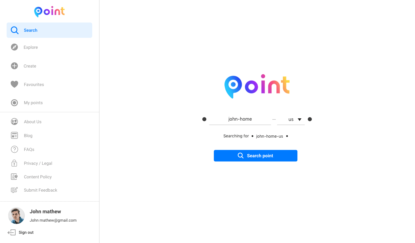 Point web page mockup